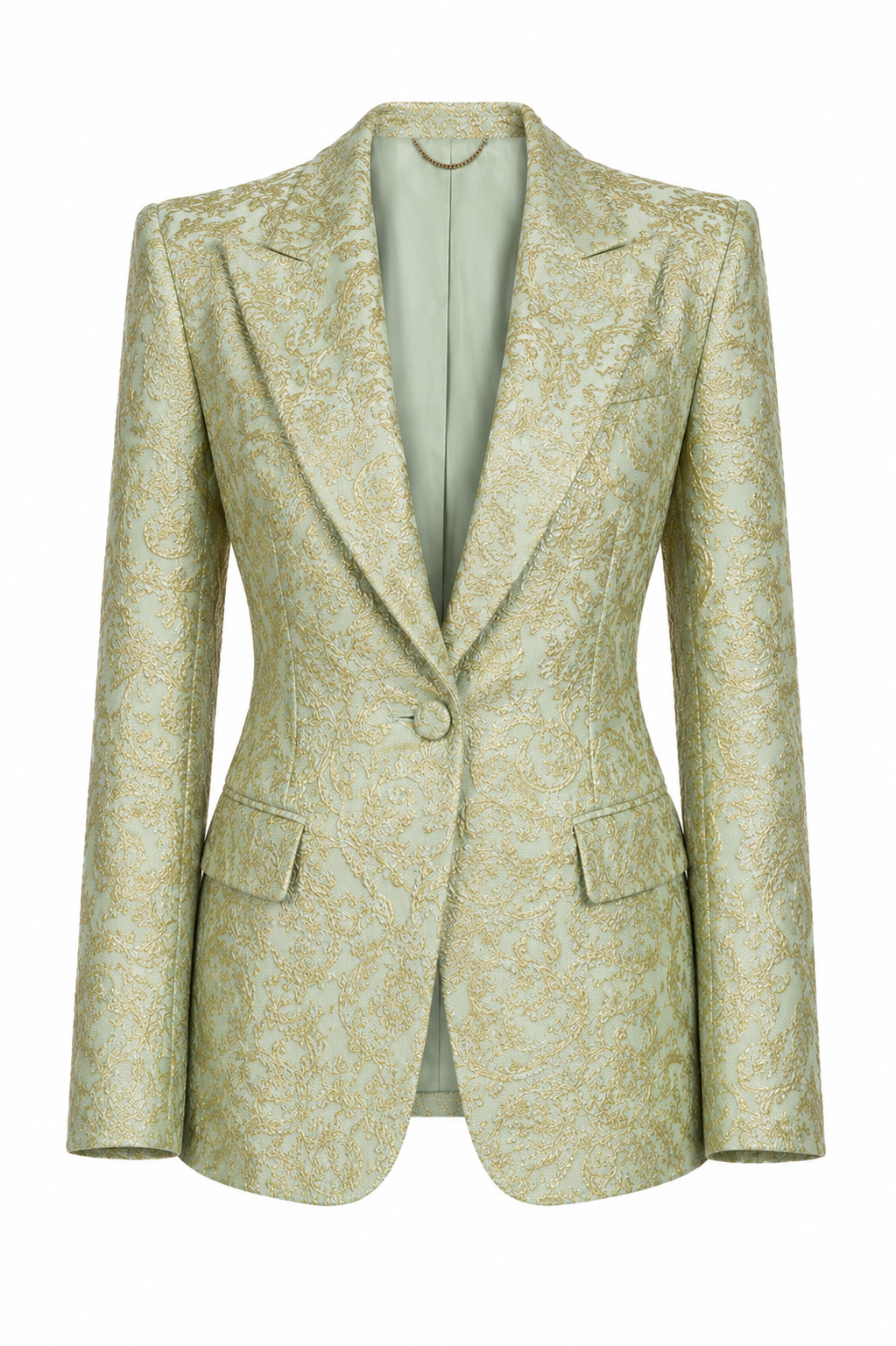 Ornate Mint Green Embroidered Blazer